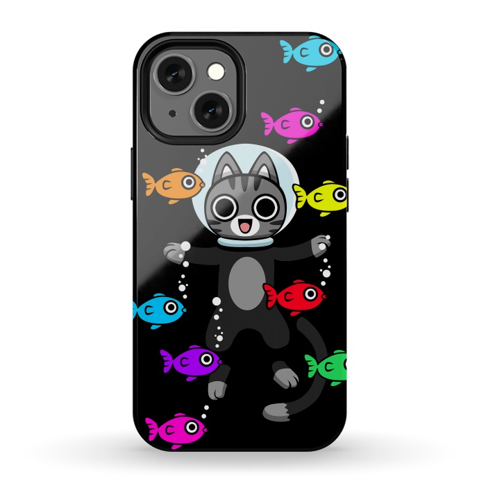 iPhone 13 mini StrongFit Aquarium Cat by Alberto
