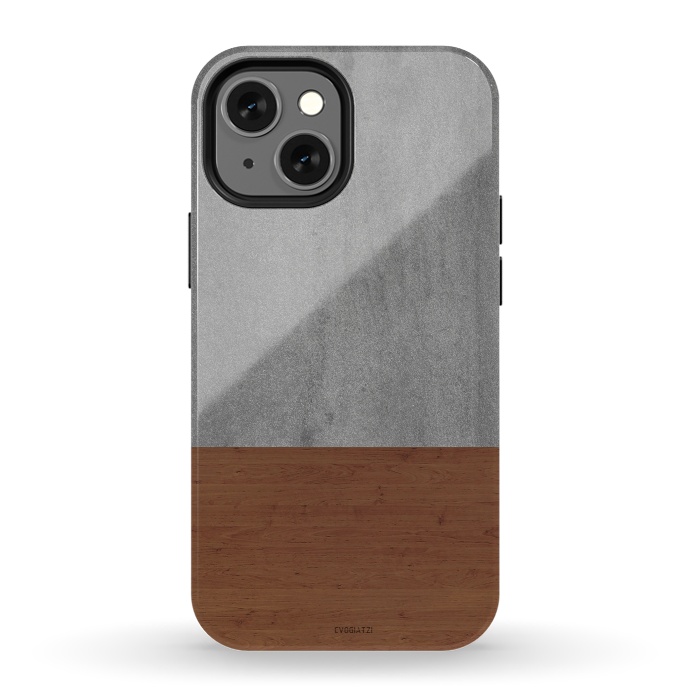 iPhone 13 mini StrongFit Concrete-Touch of a Wood by ''CVogiatzi.