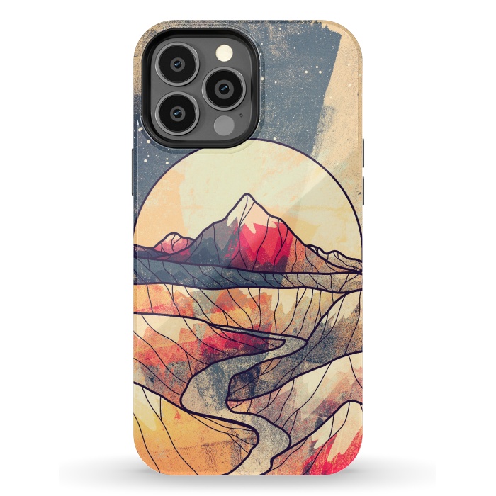 iPhone 13 Pro Max StrongFit Retro river mountains by Steve Wade (Swade)