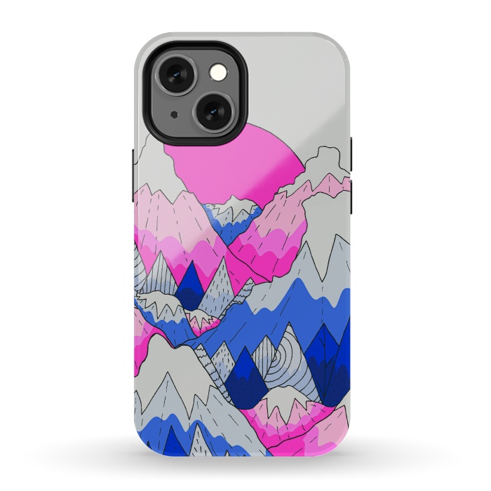 iPhone 13 mini StrongFit The hot pink and blue peaks by Steve Wade (Swade)