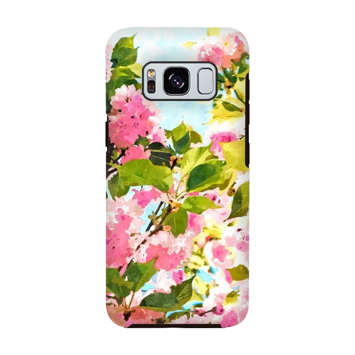 Galaxy S8 StrongFit Day dreaming under the blooming Bougainvillea | Summer botanical Floral Vintage Garden Painting by Uma Prabhakar Gokhale