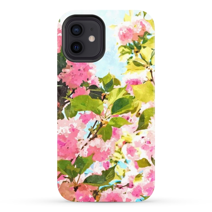 iPhone 12 StrongFit Day dreaming under the blooming Bougainvillea | Summer botanical Floral Vintage Garden Painting by Uma Prabhakar Gokhale