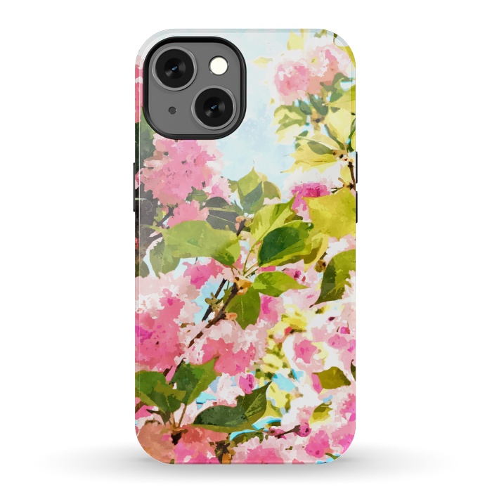 iPhone 13 StrongFit Day dreaming under the blooming Bougainvillea | Summer botanical Floral Vintage Garden Painting by Uma Prabhakar Gokhale