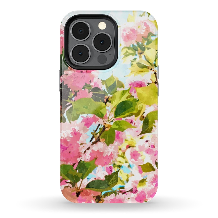 iPhone 13 pro StrongFit Day dreaming under the blooming Bougainvillea | Summer botanical Floral Vintage Garden Painting by Uma Prabhakar Gokhale