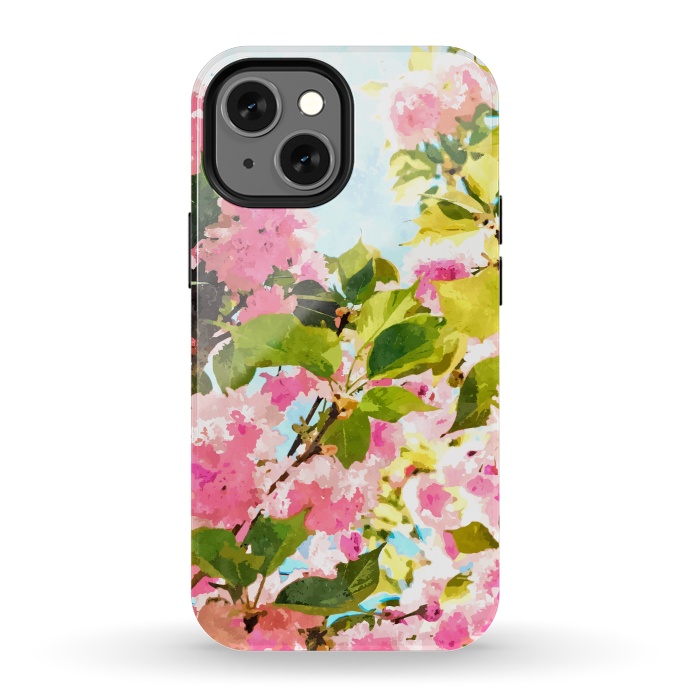iPhone 13 mini StrongFit Day dreaming under the blooming Bougainvillea | Summer botanical Floral Vintage Garden Painting by Uma Prabhakar Gokhale