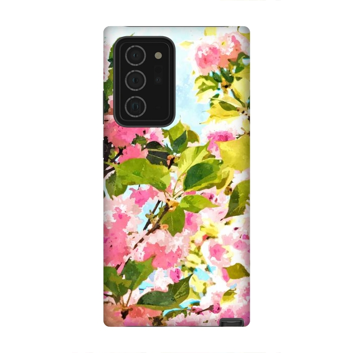 Galaxy Note 20 Ultra StrongFit Day dreaming under the blooming Bougainvillea | Summer botanical Floral Vintage Garden Painting by Uma Prabhakar Gokhale