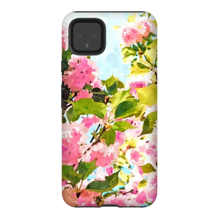 Pixel 4XL StrongFit Day dreaming under the blooming Bougainvillea | Summer botanical Floral Vintage Garden Painting by Uma Prabhakar Gokhale