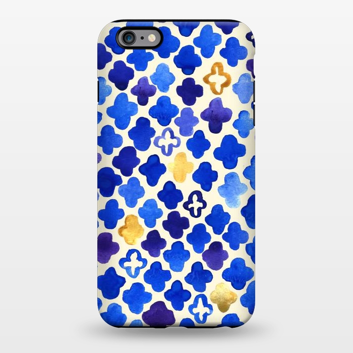 iPhone 6/6s plus StrongFit Rustic Watercolor Moroccan in Royal Blue & Gold by Tangerine-Tane