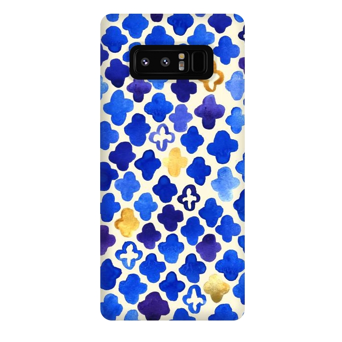 Galaxy Note 8 StrongFit Rustic Watercolor Moroccan in Royal Blue & Gold by Tangerine-Tane