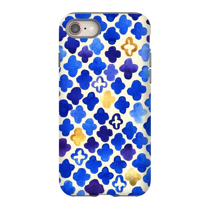 iPhone SE StrongFit Rustic Watercolor Moroccan in Royal Blue & Gold by Tangerine-Tane