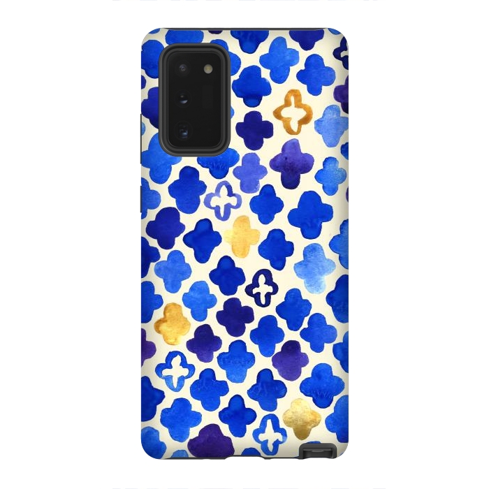 Galaxy Note 20 StrongFit Rustic Watercolor Moroccan in Royal Blue & Gold by Tangerine-Tane