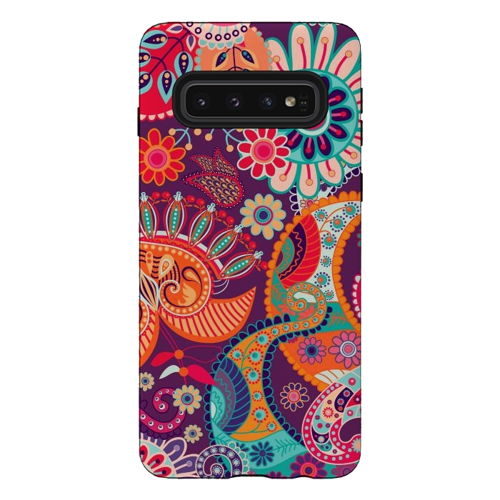 Galaxy S10 StrongFit Figure in bright flowers by ArtsCase