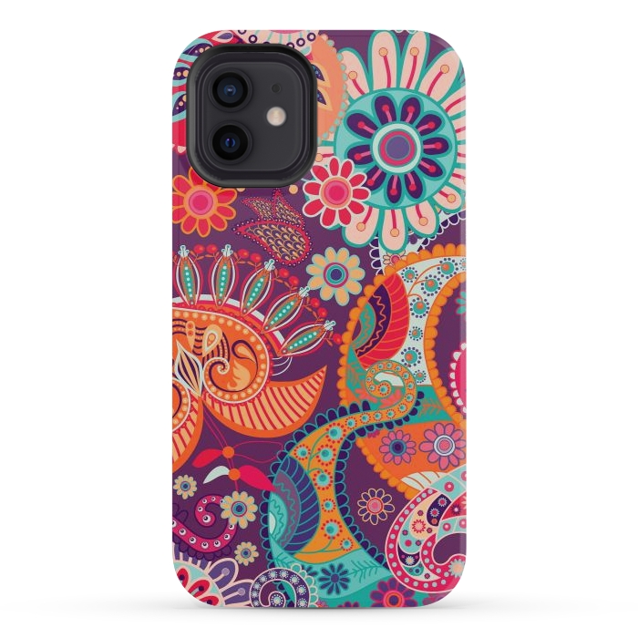 iPhone 12 mini StrongFit Figure in bright flowers by ArtsCase