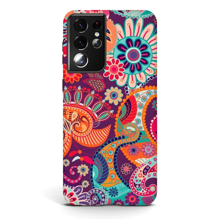 Galaxy S21 ultra StrongFit Figure in bright flowers by ArtsCase