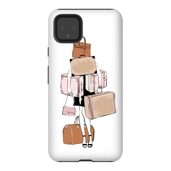 Pixel 4XL StrongFit Woman with luggage by Martina