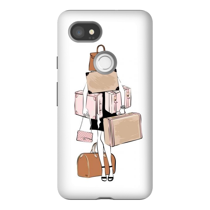 Pixel 2XL StrongFit Woman with luggage by Martina