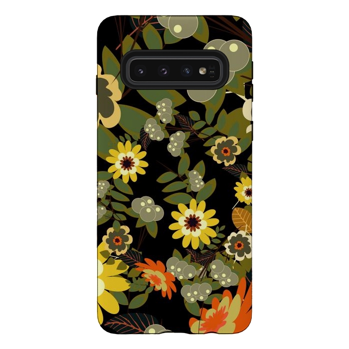 Galaxy S10 StrongFit Green Flowers by ArtsCase