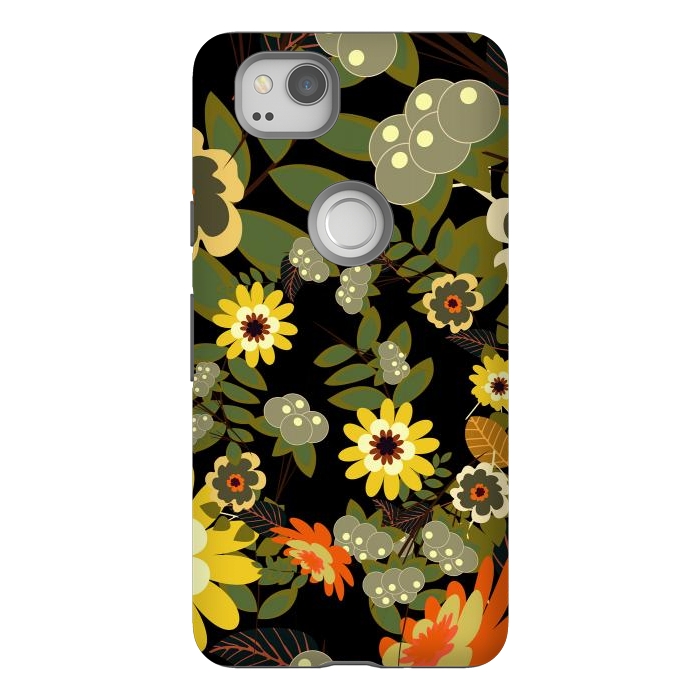 Pixel 2 StrongFit Green Flowers by ArtsCase