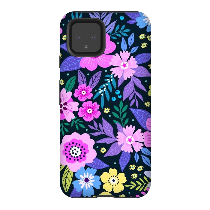 Pixel 4 StrongFit Pink Multicolor WildFlowers at Best by ArtsCase