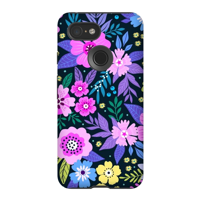 Pixel 3 StrongFit Pink Multicolor WildFlowers at Best by ArtsCase