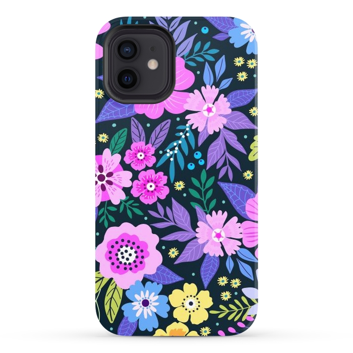 iPhone 12 StrongFit Pink Multicolor WildFlowers at Best by ArtsCase