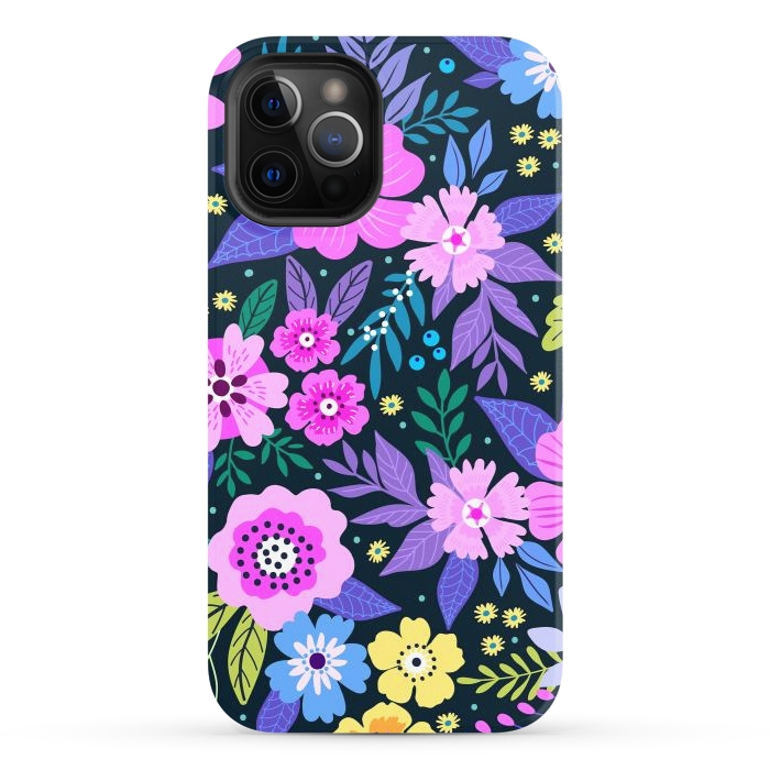iPhone 12 Pro StrongFit Pink Multicolor WildFlowers at Best by ArtsCase