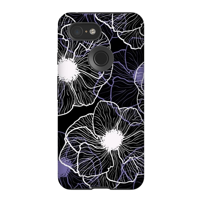 Pixel 3 StrongFit Anemones Wildflower Illustration G601 by Medusa GraphicArt