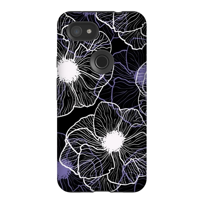 Pixel 3AXL StrongFit Anemones Wildflower Illustration G601 by Medusa GraphicArt