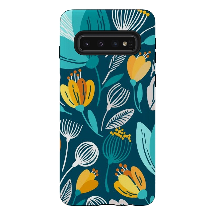 Galaxy S10 StrongFit Blue Doodle by ArtsCase