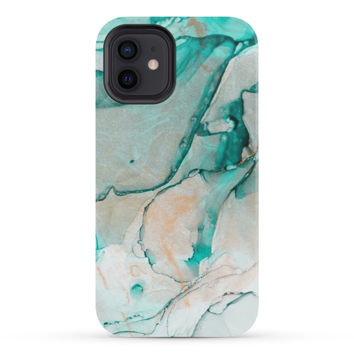 iPhone 12 mini StrongFit Tropical Green Marble by ArtsCase
