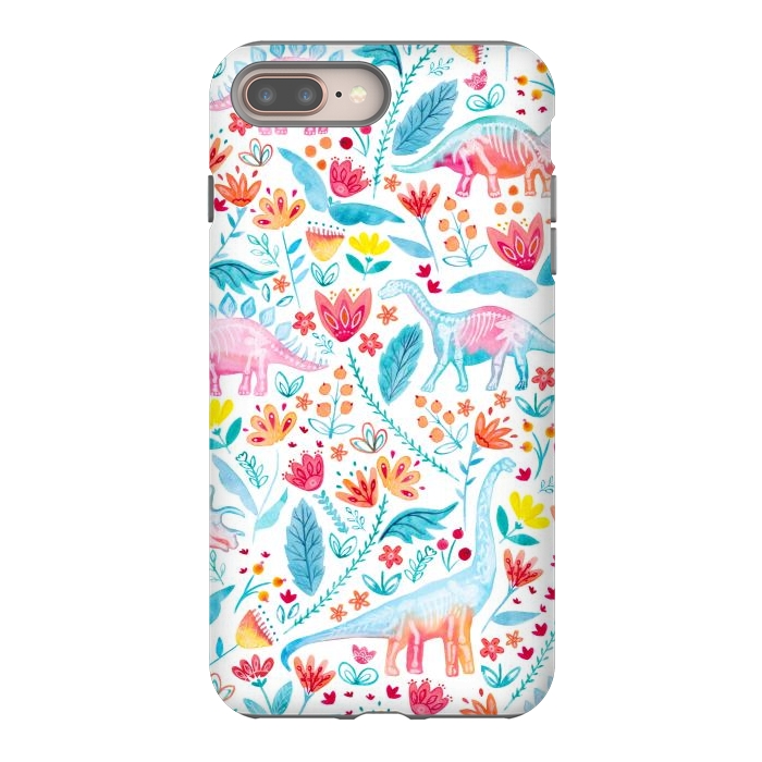 iPhone 7 plus StrongFit Dinosaur Delight on White by gingerlique