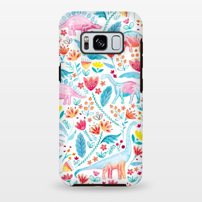 Galaxy S8 plus StrongFit Dinosaur Delight on White by gingerlique