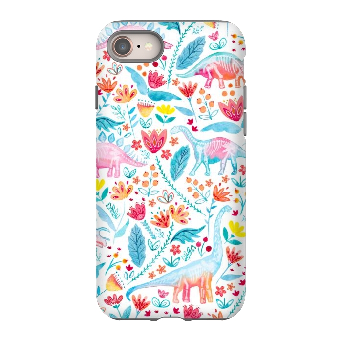 iPhone 8 StrongFit Dinosaur Delight on White by gingerlique
