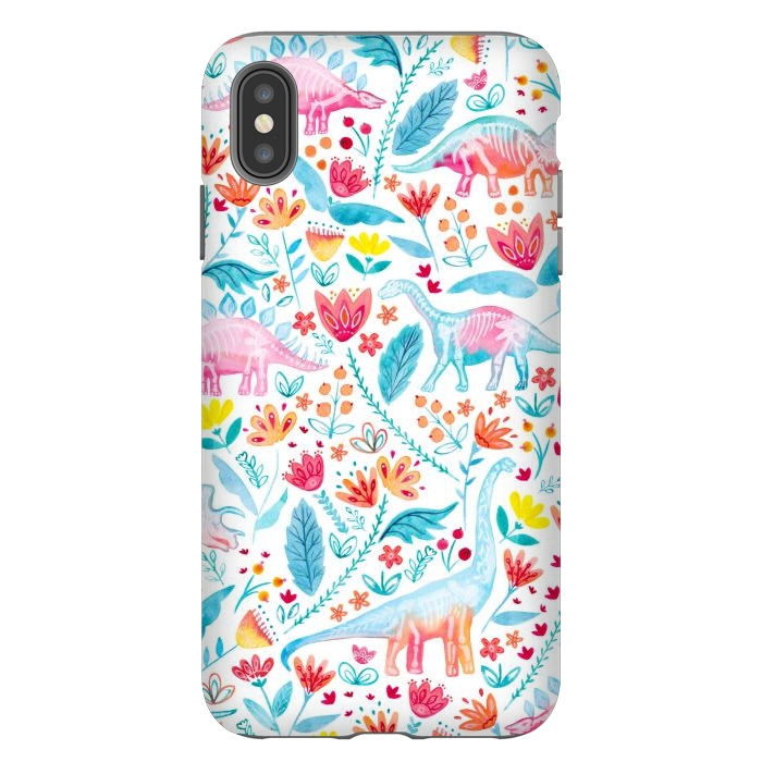 iPhone Xs Max StrongFit Dinosaur Delight on White by gingerlique
