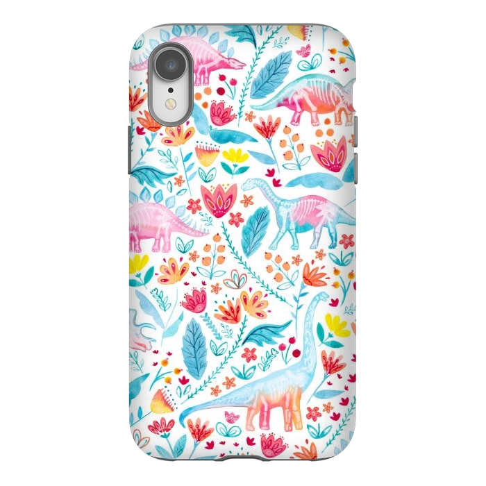 iPhone Xr StrongFit Dinosaur Delight on White by gingerlique