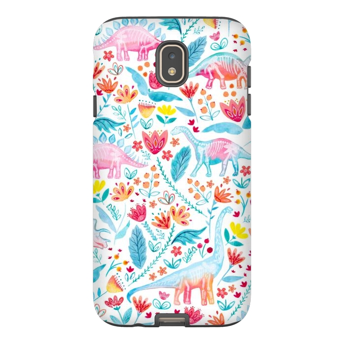 Galaxy J7 StrongFit Dinosaur Delight on White by gingerlique