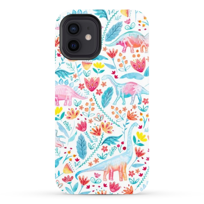 iPhone 12 StrongFit Dinosaur Delight on White by gingerlique