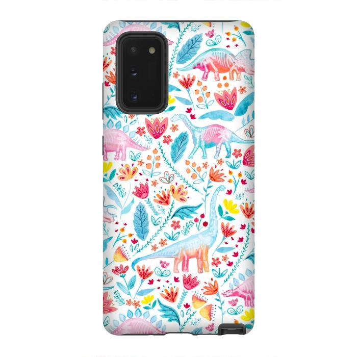 Galaxy Note 20 StrongFit Dinosaur Delight on White by gingerlique