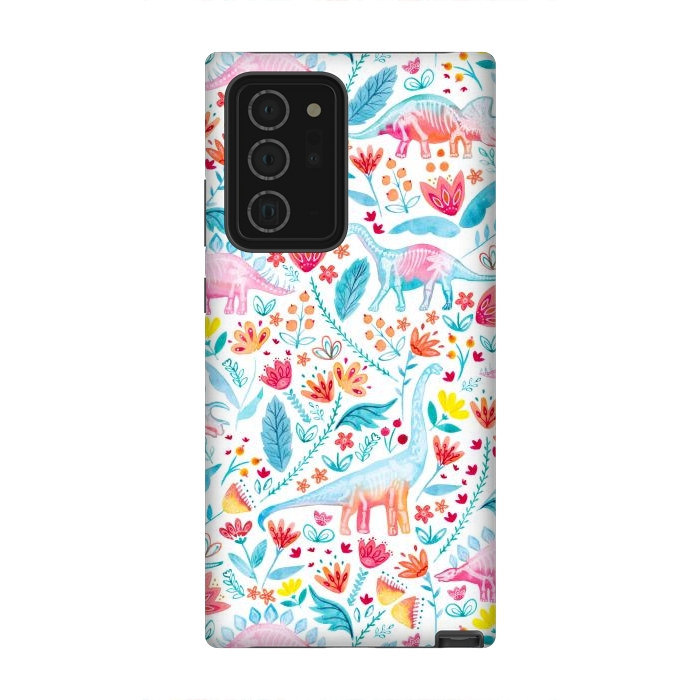 Galaxy Note 20 Ultra StrongFit Dinosaur Delight on White by gingerlique