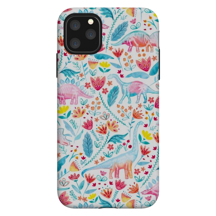 iPhone 11 Pro Max StrongFit Dinosaur Delight on White by gingerlique