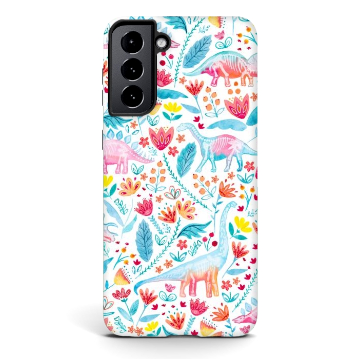 Galaxy S21 plus StrongFit Dinosaur Delight on White by gingerlique