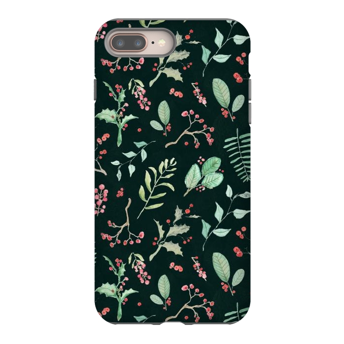iPhone 7 plus StrongFit Berries and winter foliage - Christmas pattern by Oana 