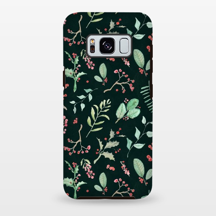Galaxy S8 plus StrongFit Berries and winter foliage - Christmas pattern by Oana 