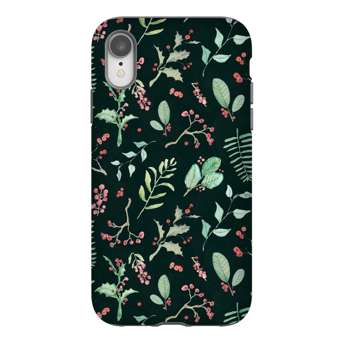iPhone Xr StrongFit Berries and winter foliage - Christmas pattern by Oana 