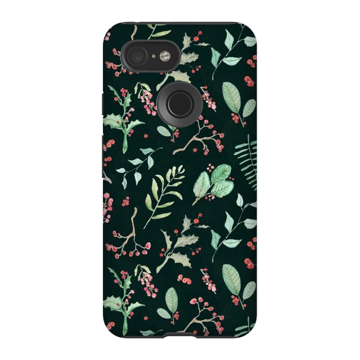 Pixel 3 StrongFit Berries and winter foliage - Christmas pattern by Oana 