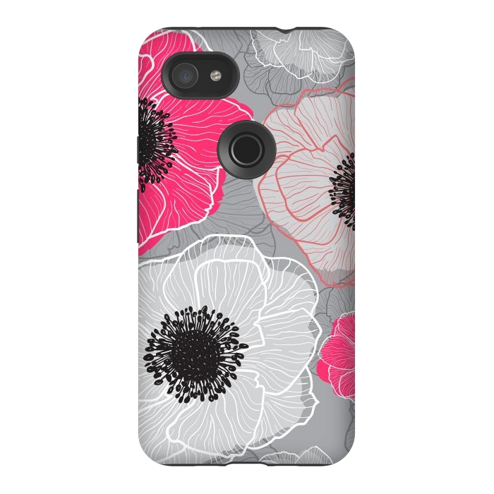 Pixel 3AXL StrongFit Colorful Anemones Wildflower G603 by Medusa GraphicArt