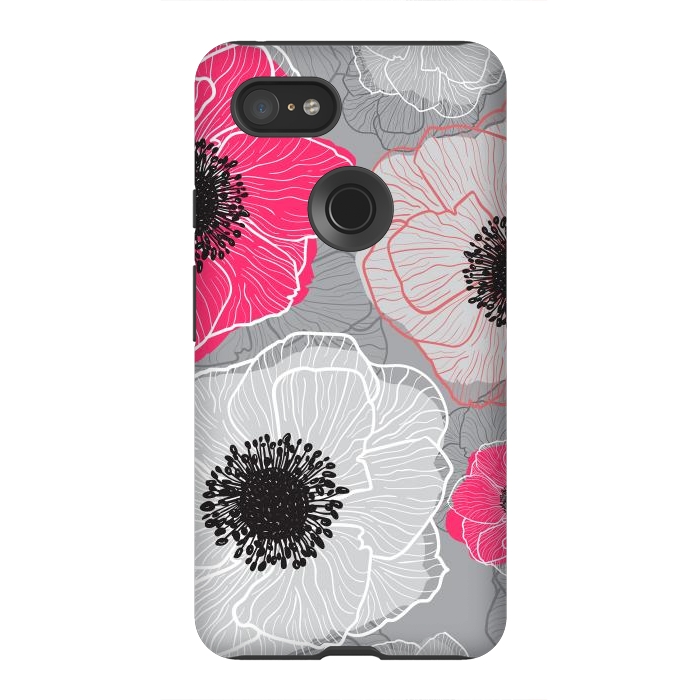 Pixel 3XL StrongFit Colorful Anemones Wildflower G603 by Medusa GraphicArt