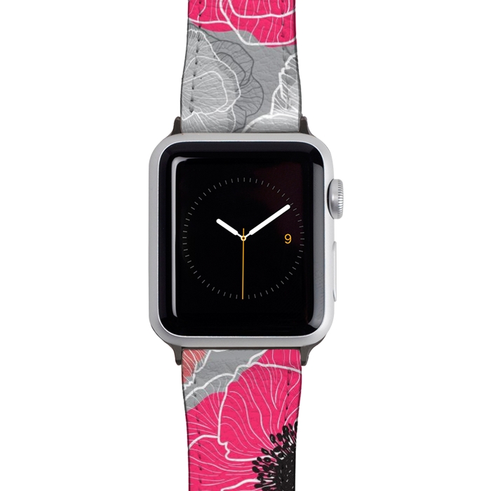 Watch 42mm / 44mm Strap PU leather Colorful Anemones Wildflower G603 by Medusa GraphicArt