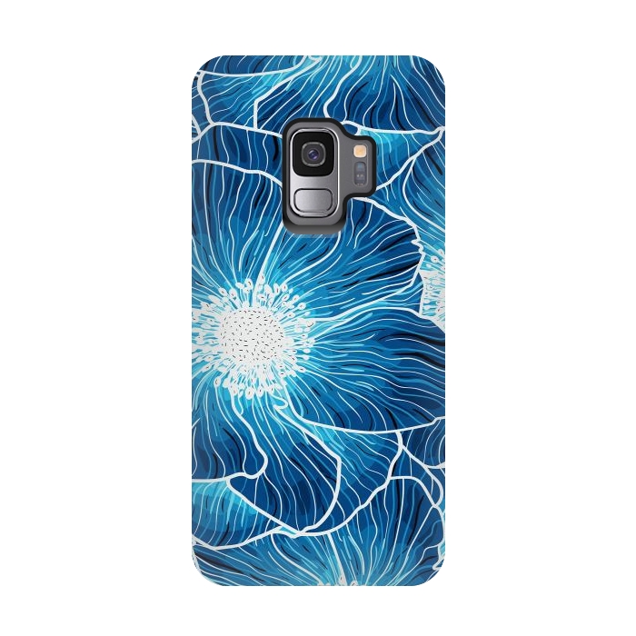 Galaxy S9 StrongFit Blue Anemones Wildflower G605 by Medusa GraphicArt