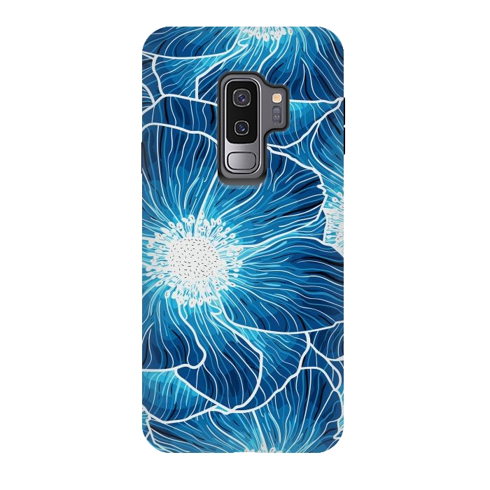 Galaxy S9 plus StrongFit Blue Anemones Wildflower G605 by Medusa GraphicArt